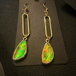 Elegant Gold and Green Dangle Earrings